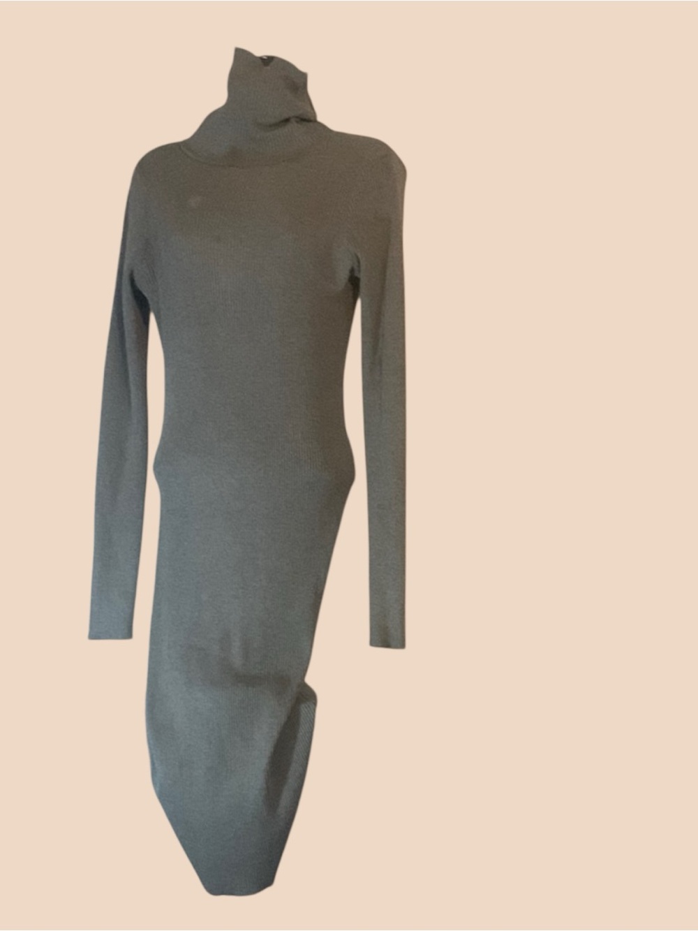 Elegant Gray Turtleneck Dress
